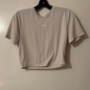 Nike Women's Light Beige Cropped Swoosh Tee